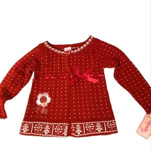 Nannett girl sz 5 brick red cardigan new with tags.